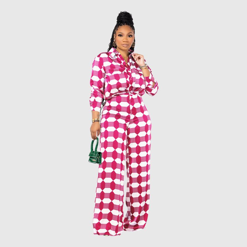 Geometric Printed Shirt Set Green / L