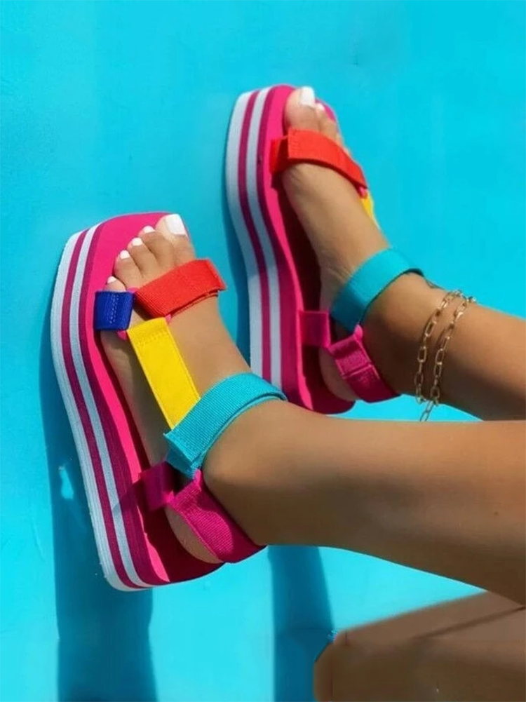 Velcro Color Block Sandals Multicolor / 6