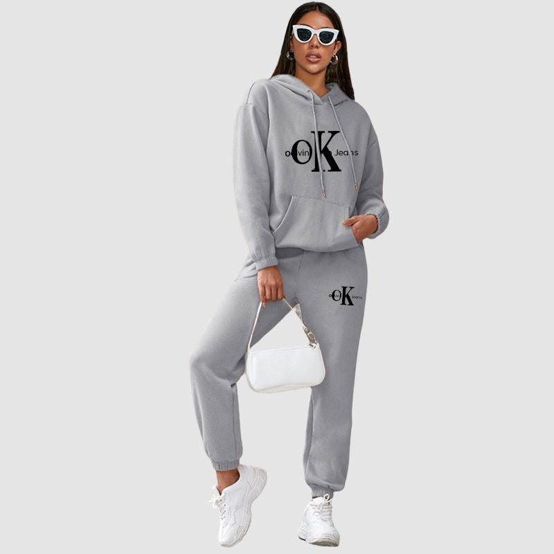 “OK” Printed Pant Set Black / L