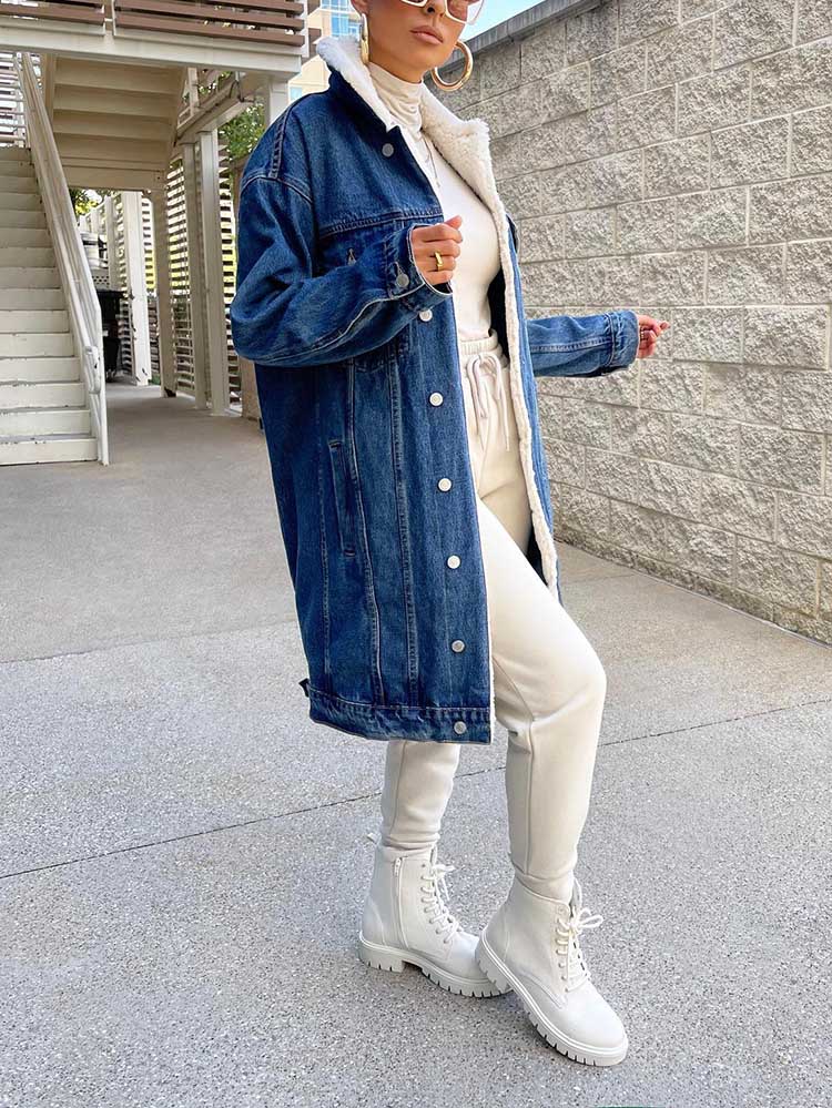Fleece Lined Denim Coat Blue / 2XL