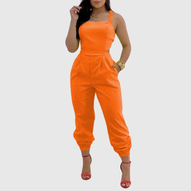 Halter Backless High Waist Jumpsuit Yellow / L