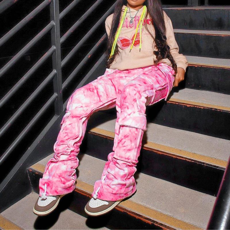 Tie-dye Pocket Patch Cargo Pants Colorful / XL