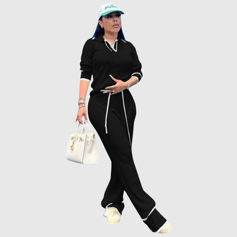 Casual Wide Leg Pant Knit Set White / L