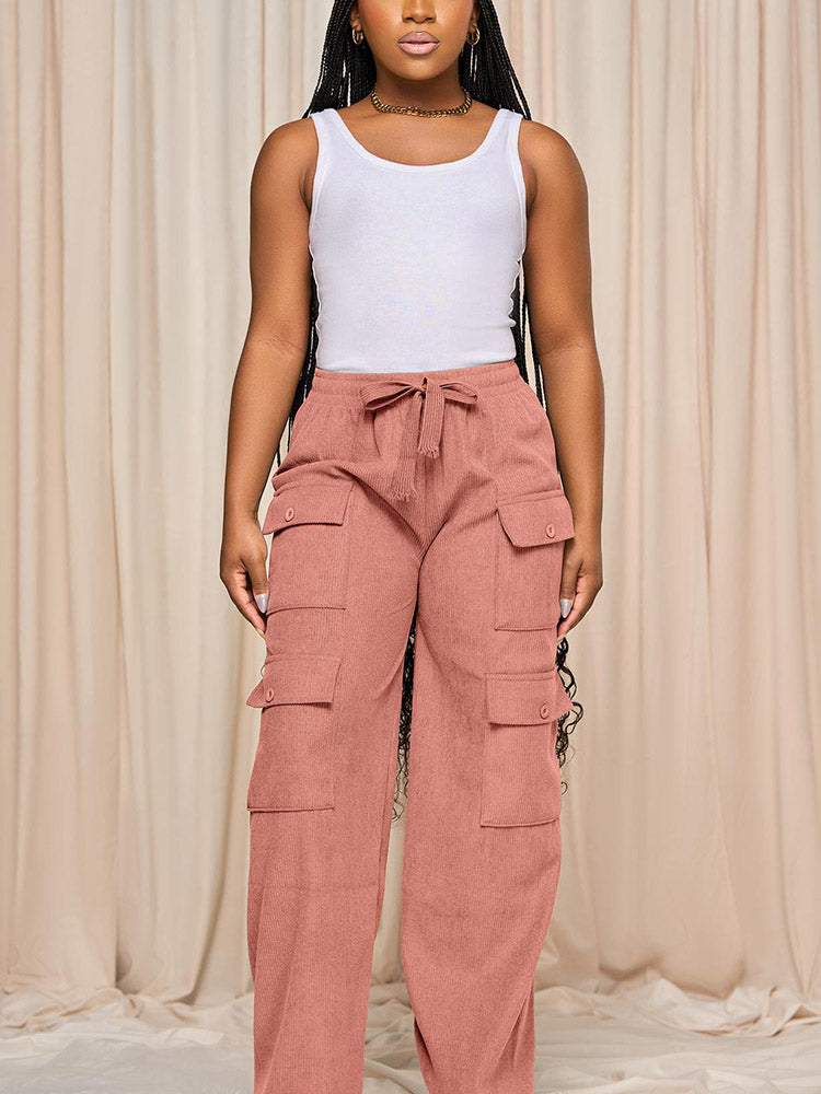 Corduroy Cargo Pants Pink / M