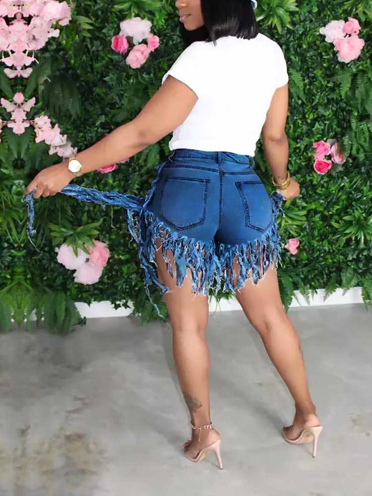 Denim Tassel Shorts Blue / XL