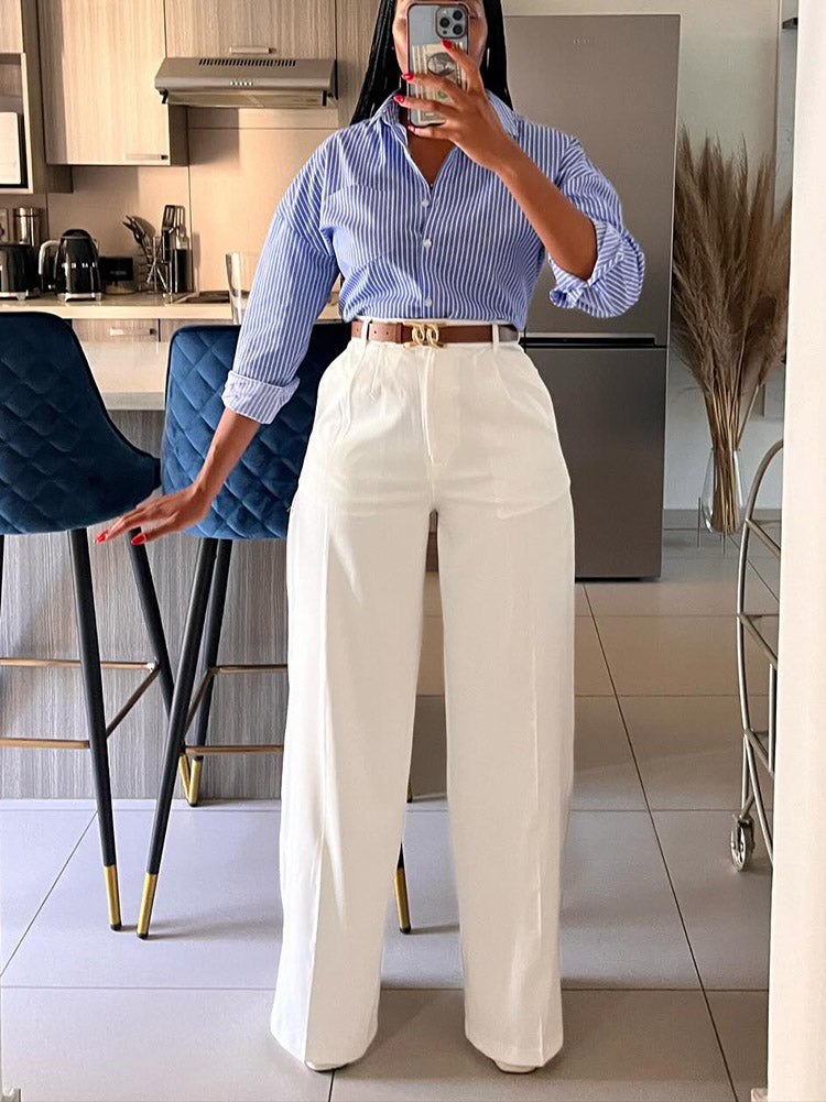 Solid Wide Leg Pants Black / XL
