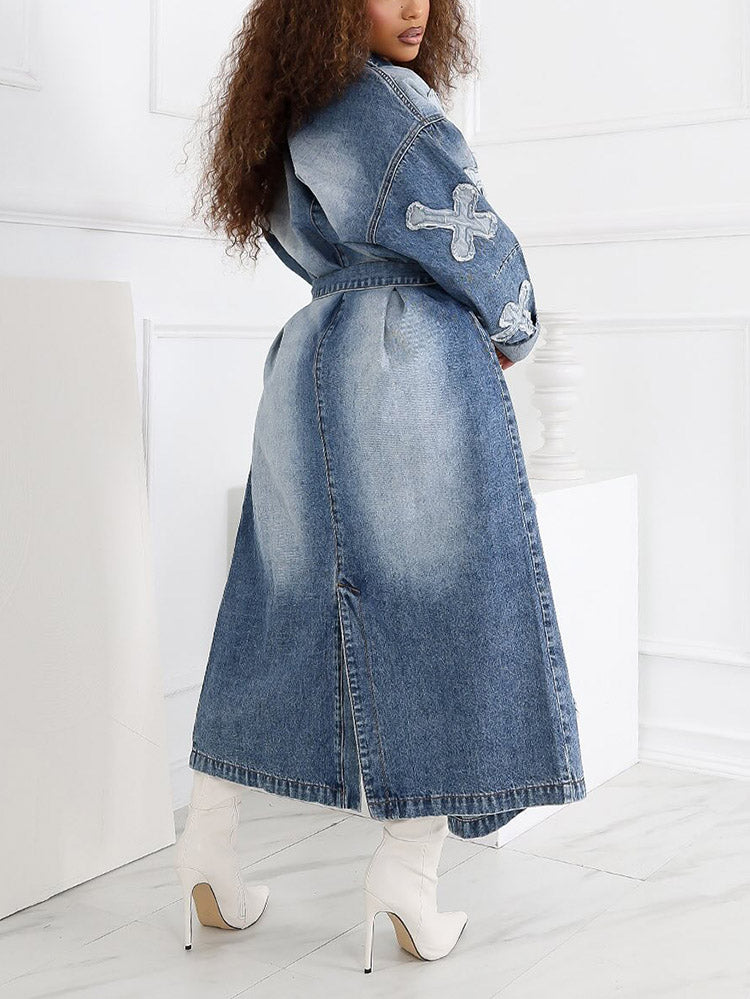 Cross Denim Trench Coat *Blue / XL