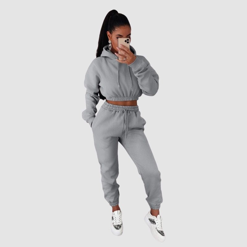 Solid Color Hoodies Drawstring Pant Set Rose / M