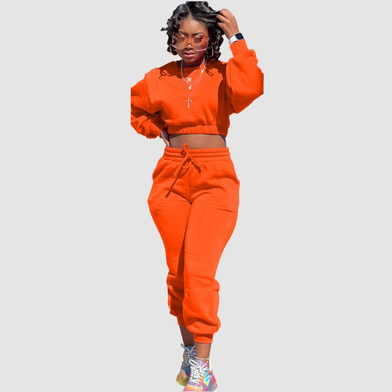 Crew Neck Sweatshirt & Drawstring Pant Set Yellow / XL