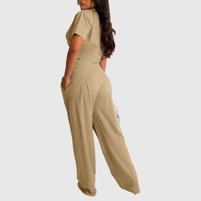 Solid Drawstring Tee Set Grey / 2XL