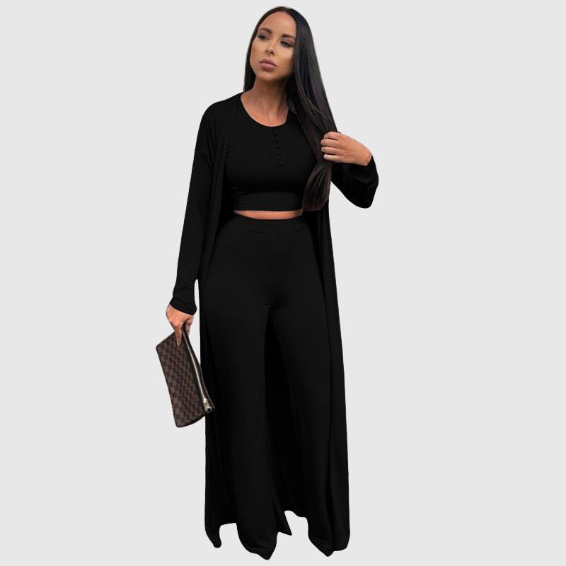 Solid Color Casual Three-Pieces Set Pink / XL
