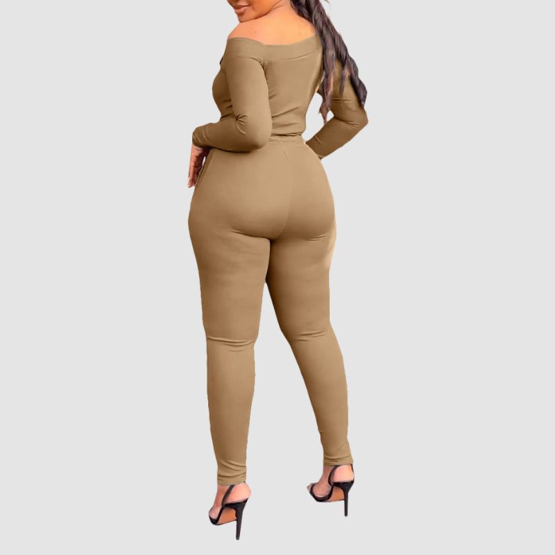 Off-Shoulder Bodycon Pants Set Green / XL