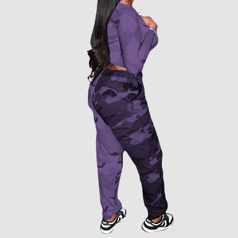 Camouflage Patchwork Design Pant Set Green / XL