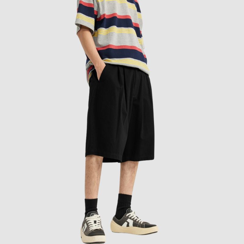Pleated Design Suit Shorts Black / XL