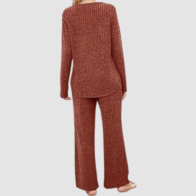 Plus Size Solid Color Knit Set Black / 2XL