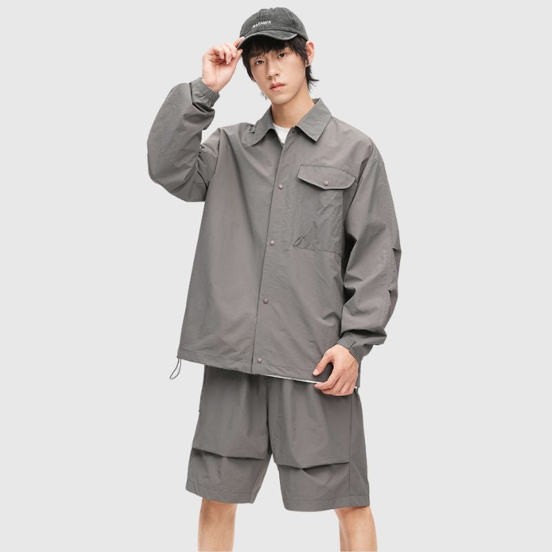 Solid Cargo Jacket Set Grey / 2XL