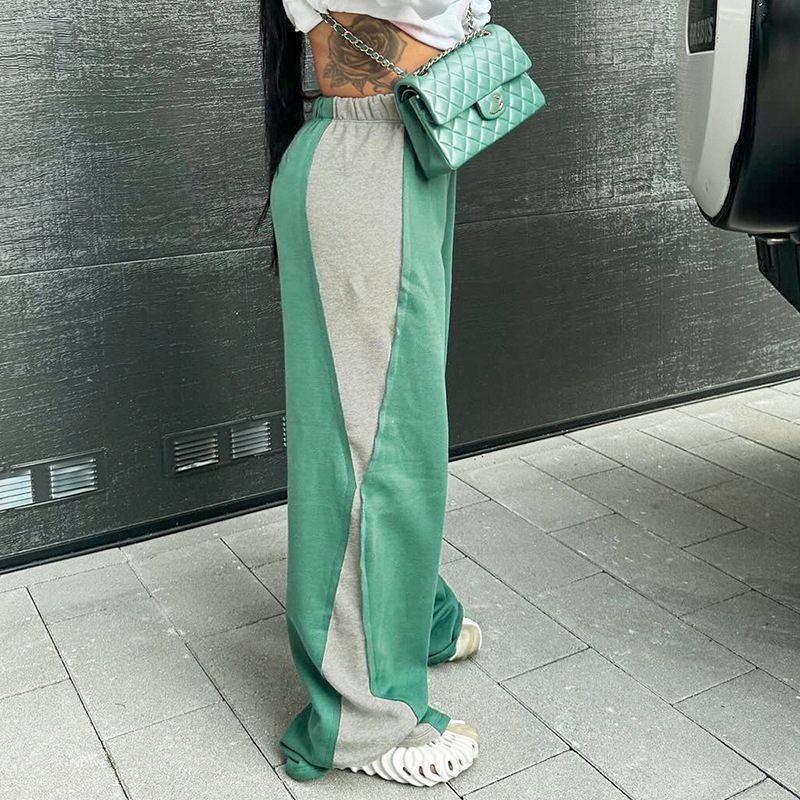 Contrast Color Design Loose Casual pants Red / S