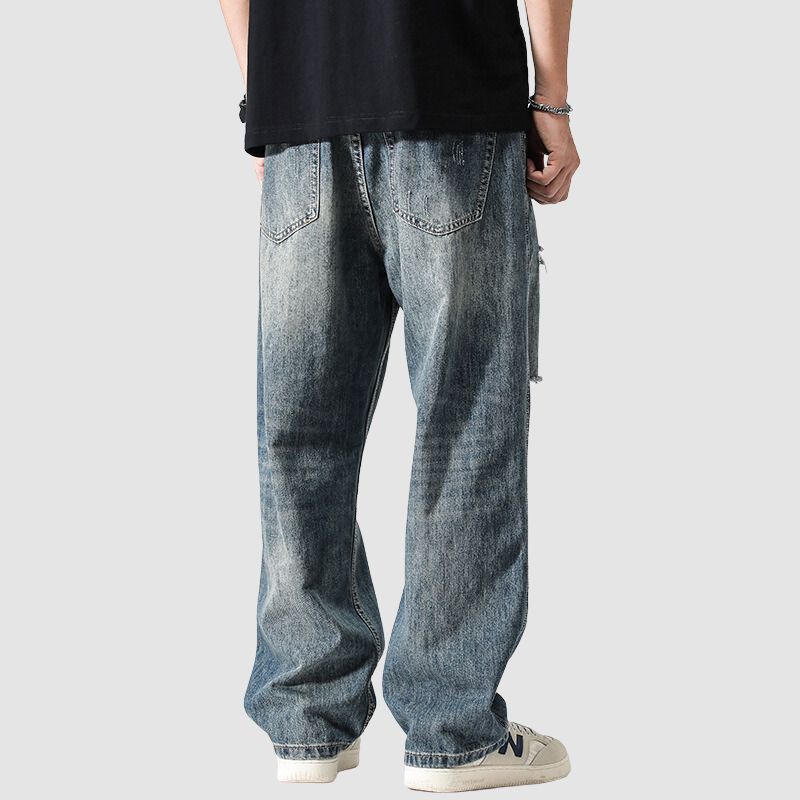 Vintage Distressed Washed Ripped Jeans Blue / XXL