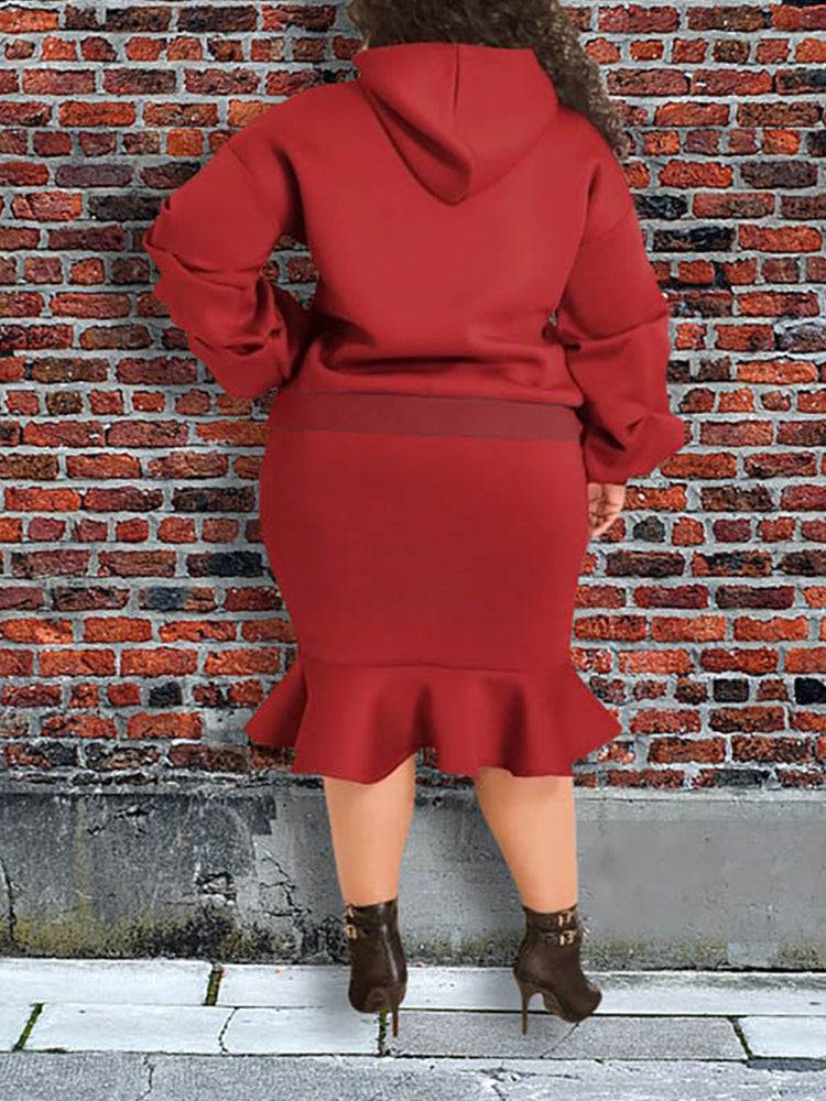 Hoodie Sweater Flounce Skirt Set Yellow / XL