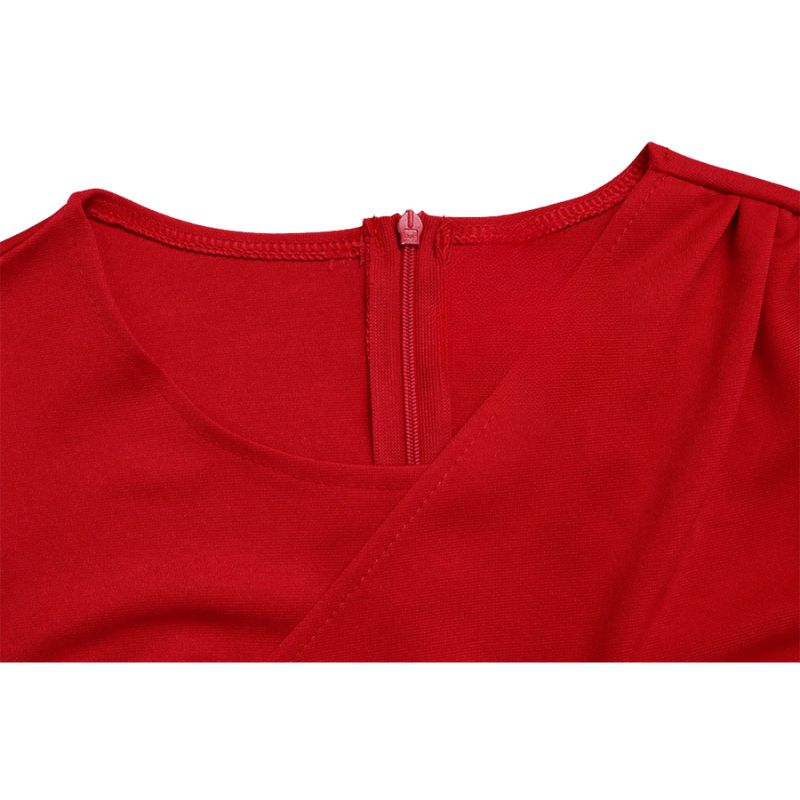 Solid Color Tie-up Wide Leg Jumpsuit Red / XL