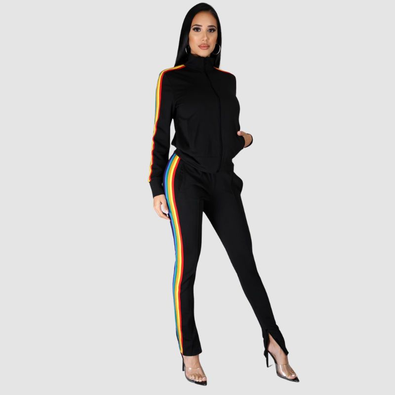 Rainbow Stripe Patchwork Design Set Whte / XL
