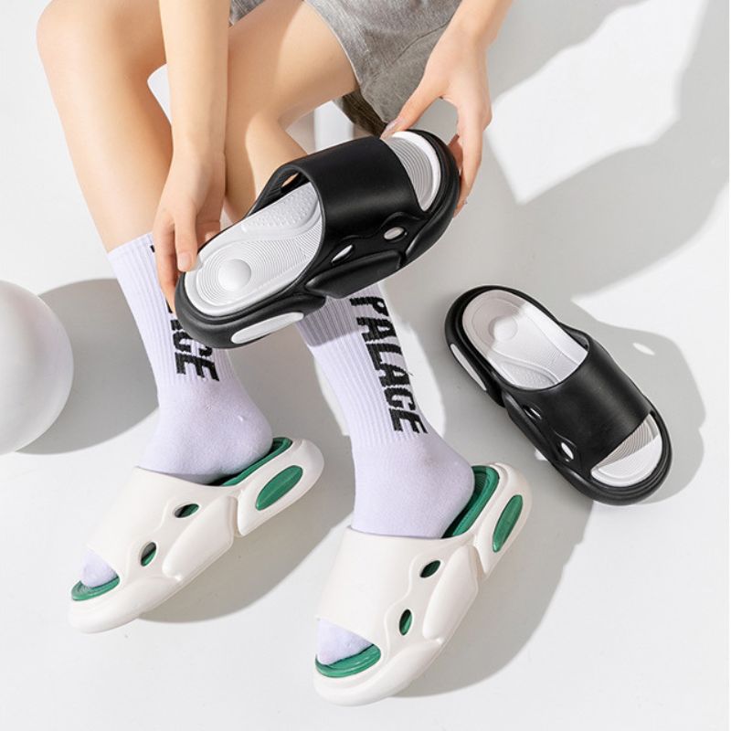 Color Contrast Platform Slippers Black / EU:42-43:US Women's 11-12.5 Men's 8.5-10