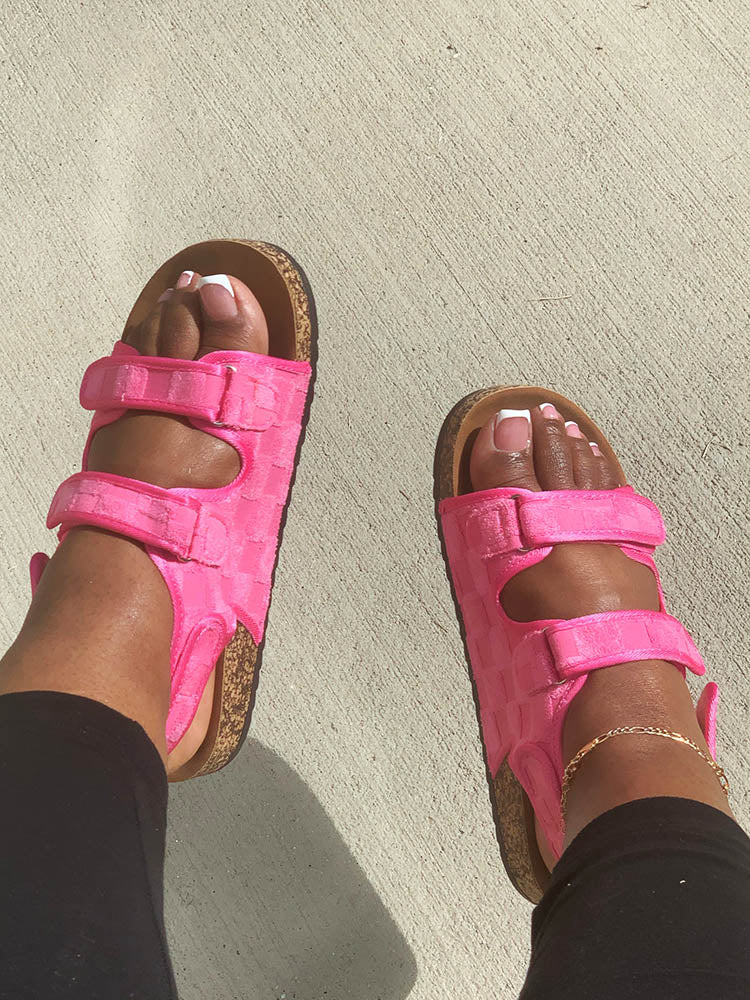 Velcro Flat Sandals Rose / 6.5/7