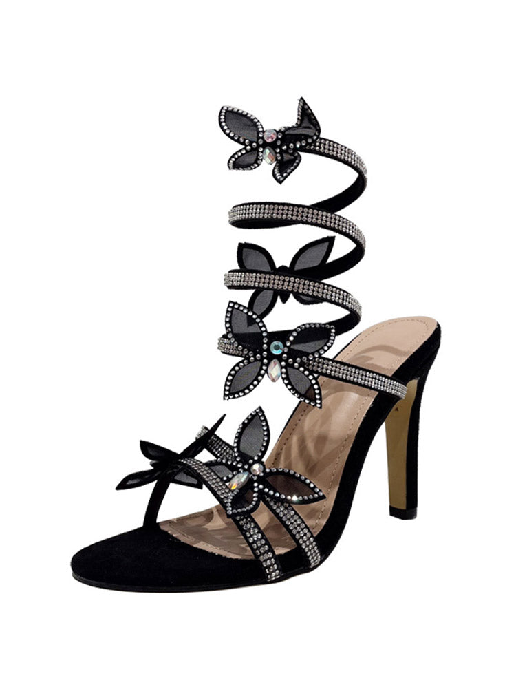 Butterfly Ankle-Wrap Sandals Black / 7.5/8