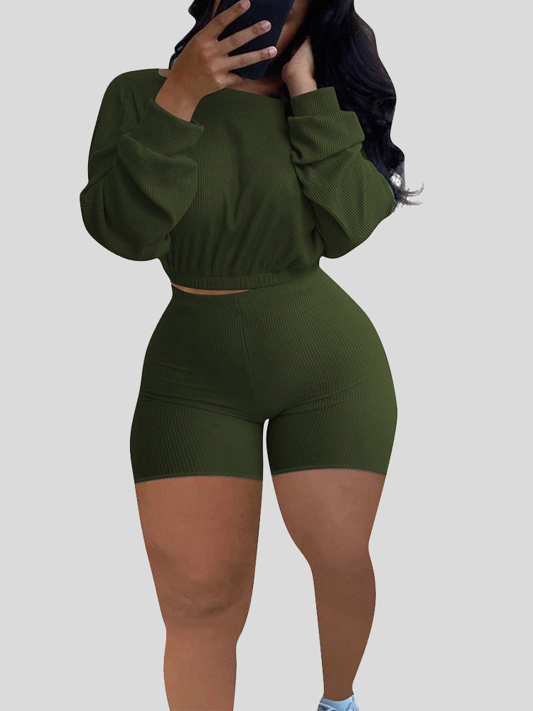 Ribbed Shorts Set Pink / L