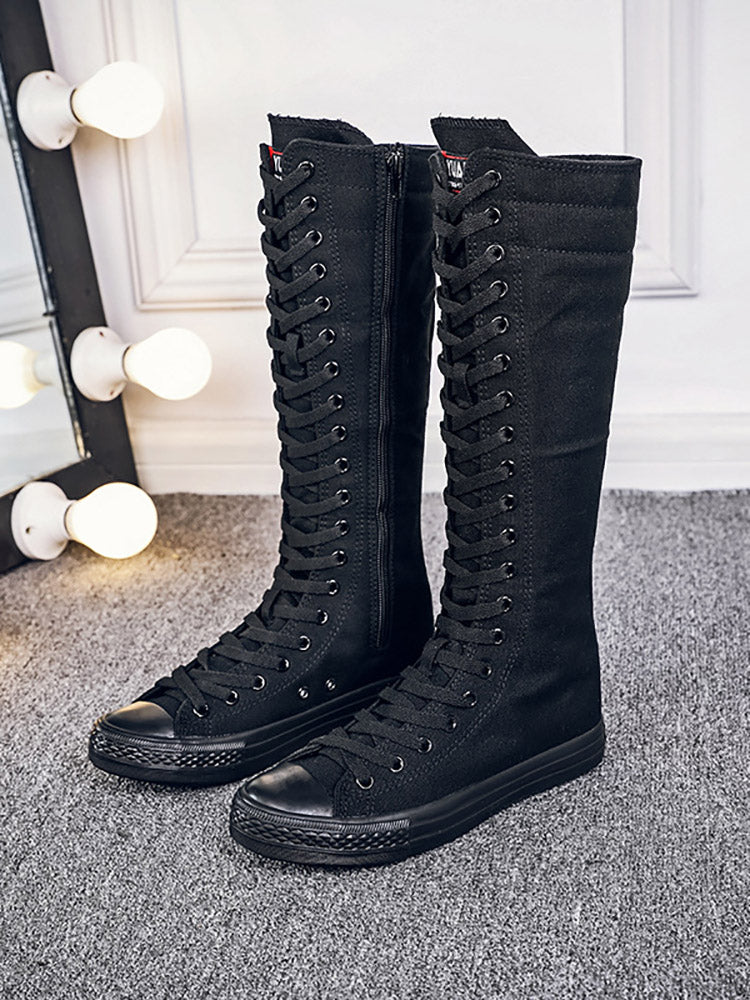Lace-up Canvas Boots Black / 9/9.5