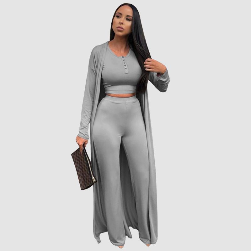 Solid Color Casual Three-Pieces Set Pink / 2XL