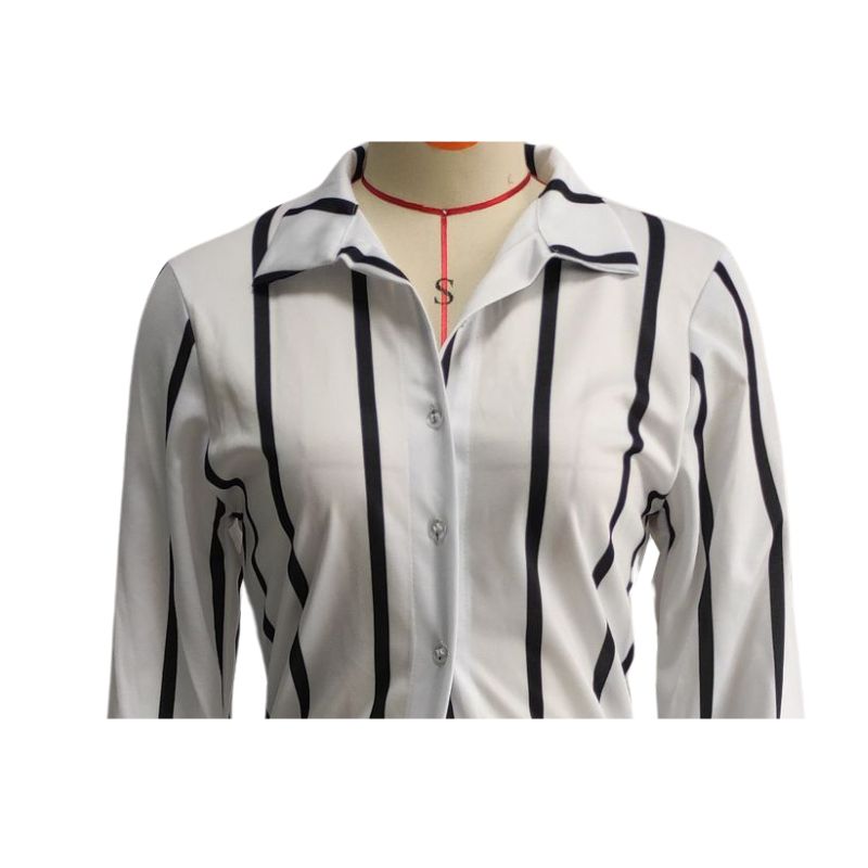 Stripe Printed Shirt Set White / 2XL