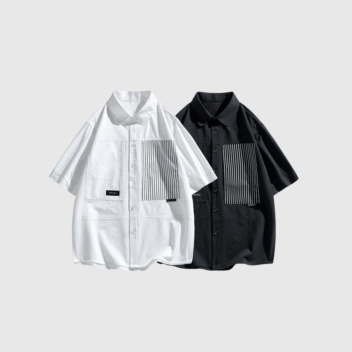 Modern Striped Panel Shirt Black / 3XL