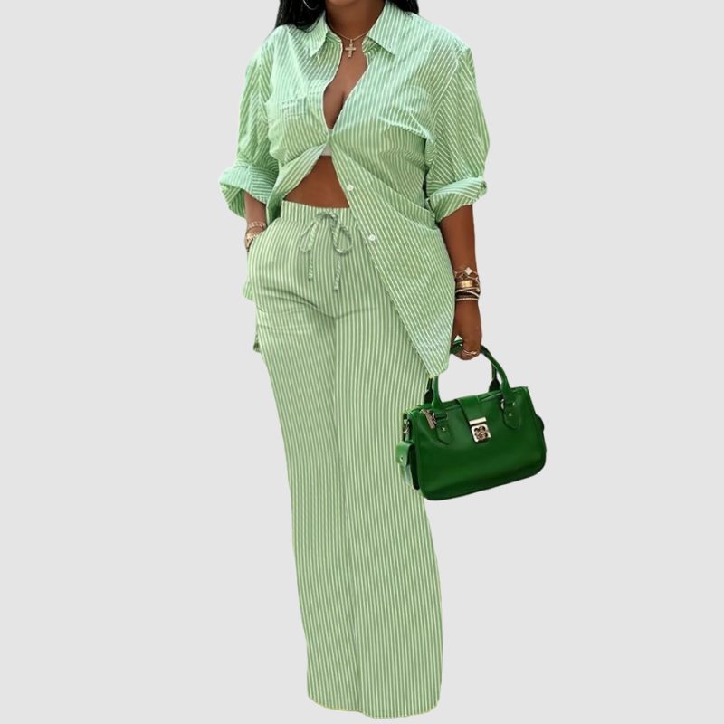 Printed Shirts & Wide Leg Pant Set Blue / 2XL