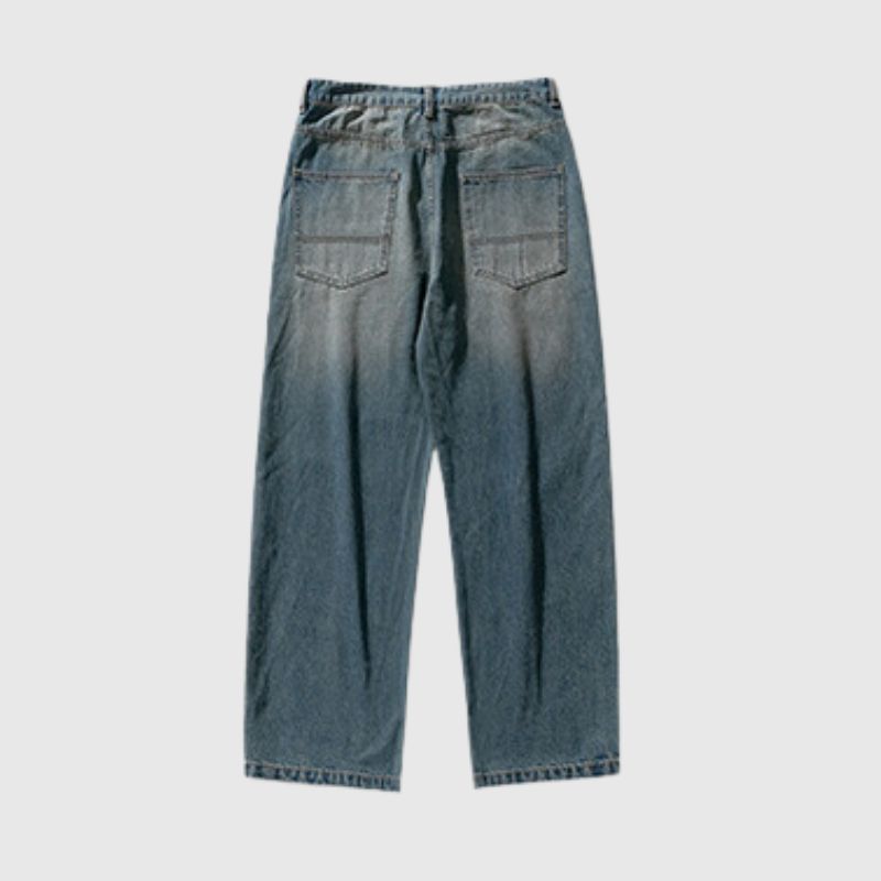 Vintage Washed Casual Denim Jeans Black / L