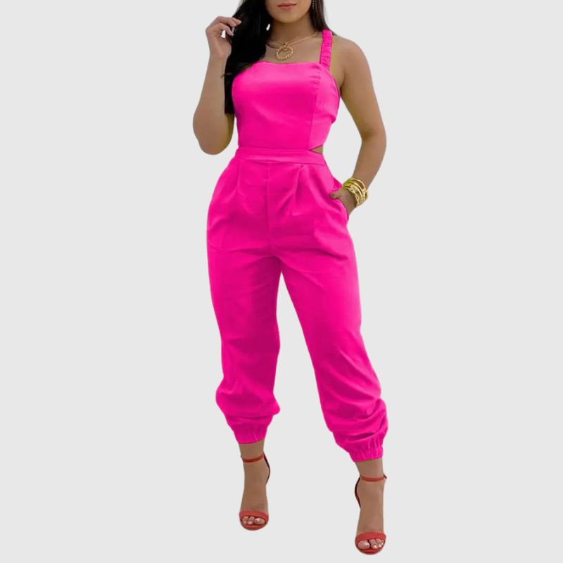 Halter Backless High Waist Jumpsuit Yellow / 2XL