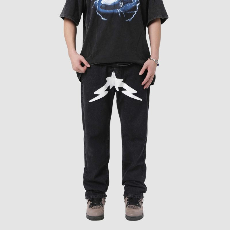 Star Pattern Printed Jeans Blue / S