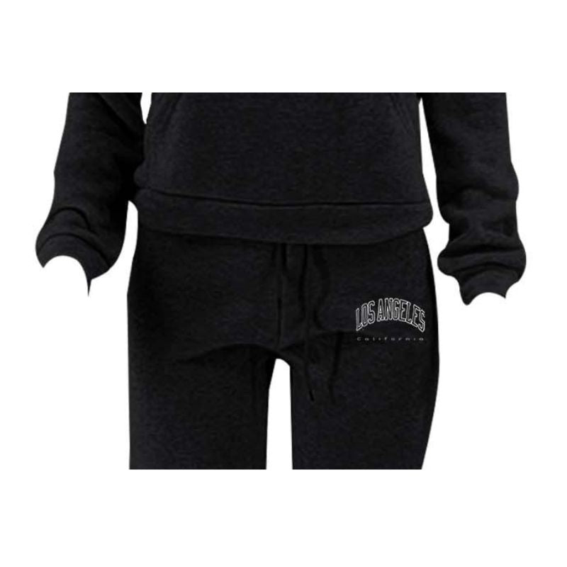 Letter Printed Hoodies & Cargo Pant Set Black / 2XL
