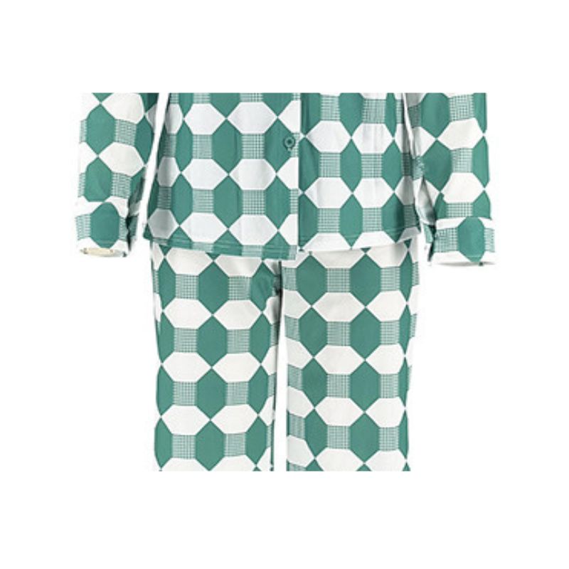 Geometric Printed Shirt Set Green / 2XL