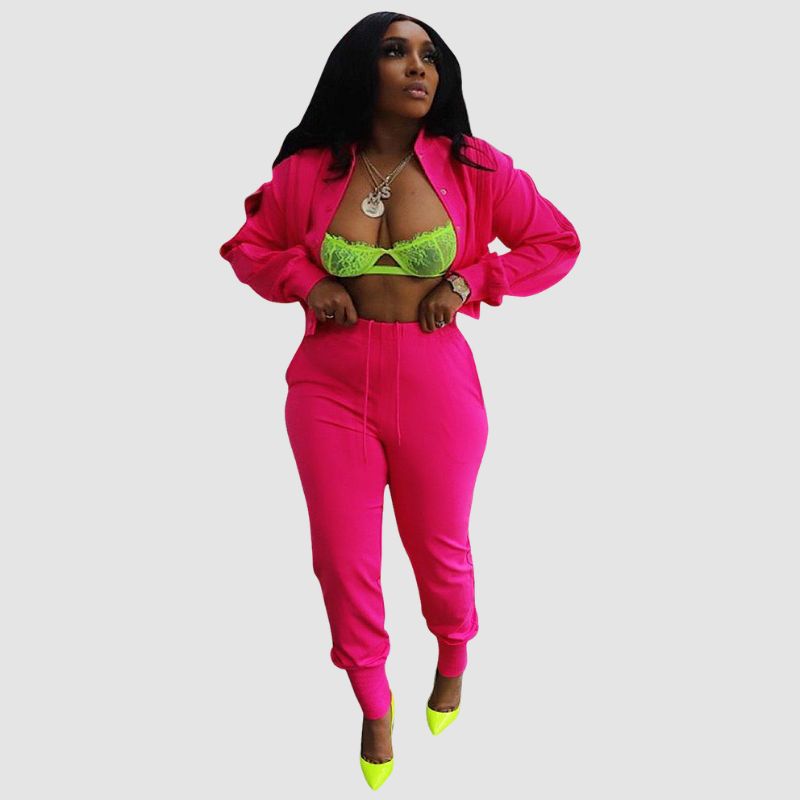 Lapel Hollow Out Top & Drawstring Pant set Green / 2XL