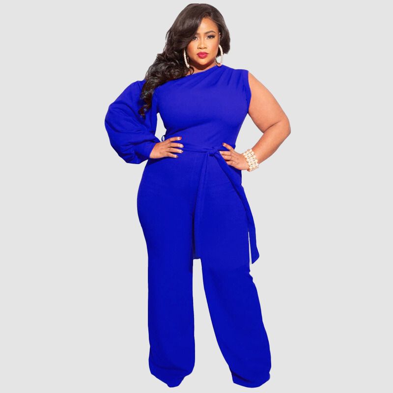 Plus Size High Waist Wide Leg Jumpsuits White / 4XL