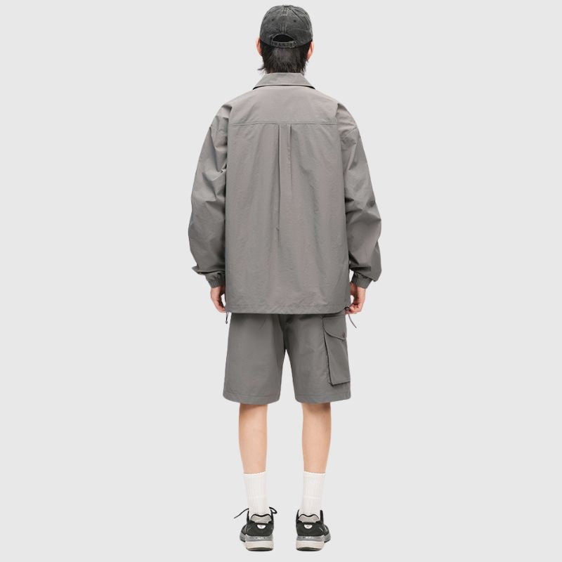 Solid Cargo Jacket Set Black / M