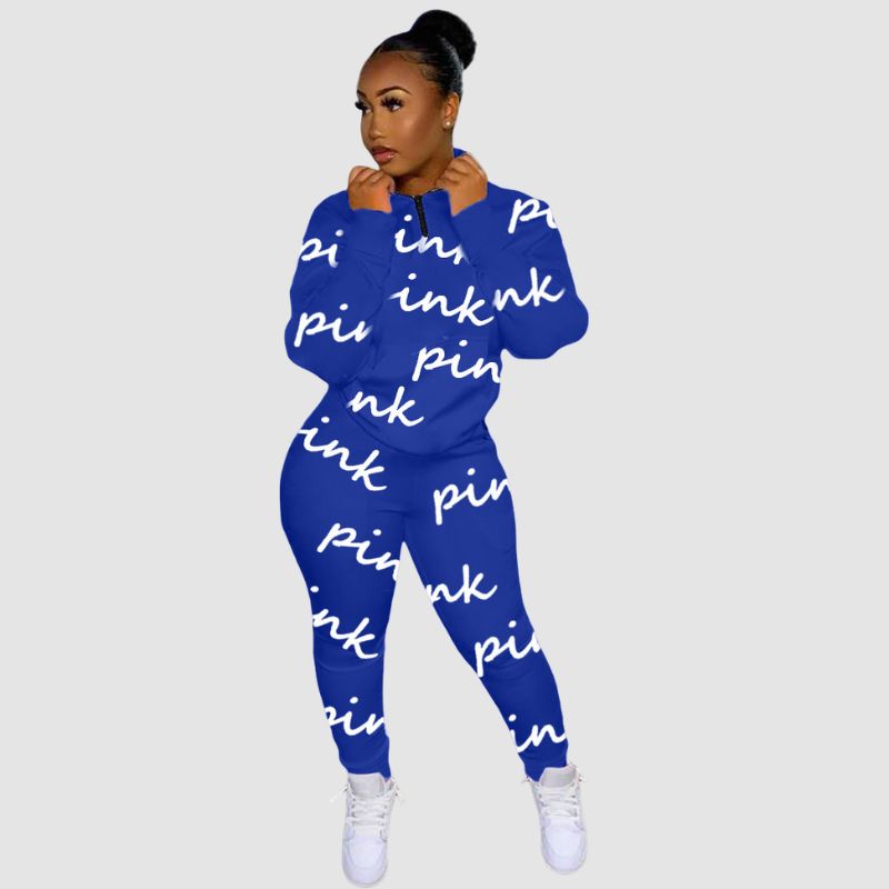 Letter Printed Zipper Set Red / 2XL