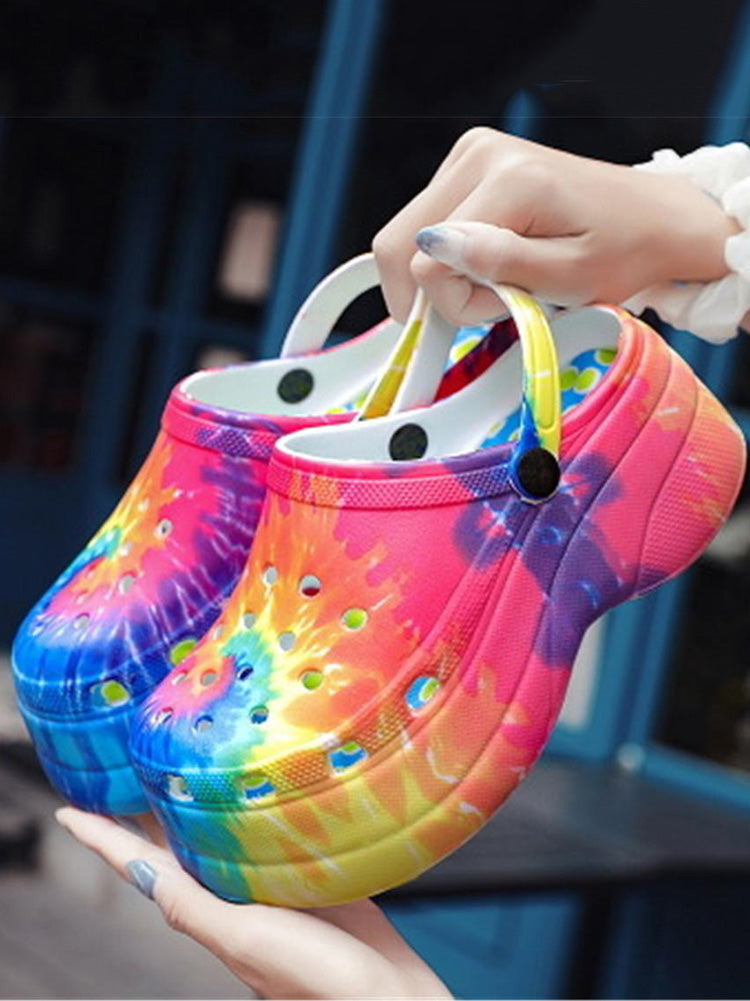 Casual Thick Sole Hole Sandals Rainbow / 8.5
