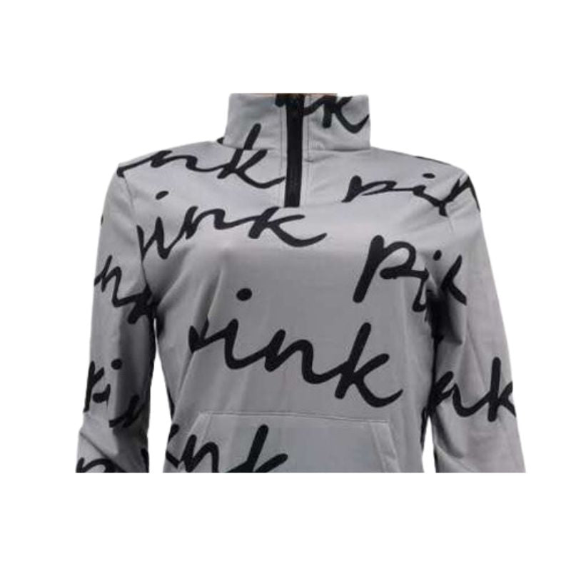 Letter Printed Zipper Set Grey / S