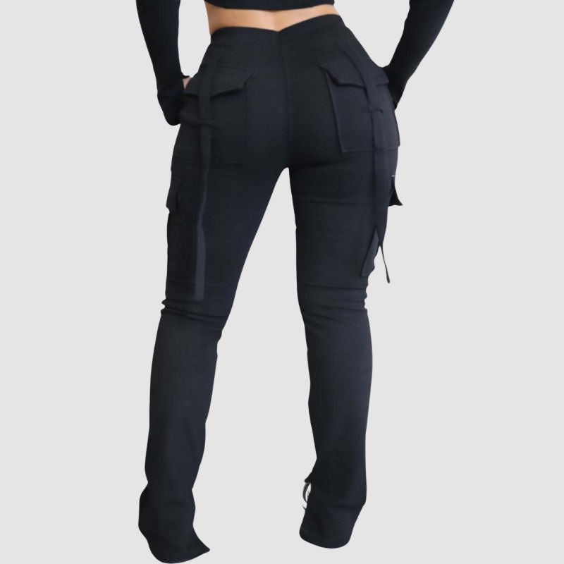Drawstring Slit Cargo Pant Black / S