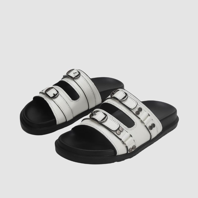 Solid Color Buckle Platform Slippers Black / EU:40:US Women's 9-9.5 Men's 6.5-7