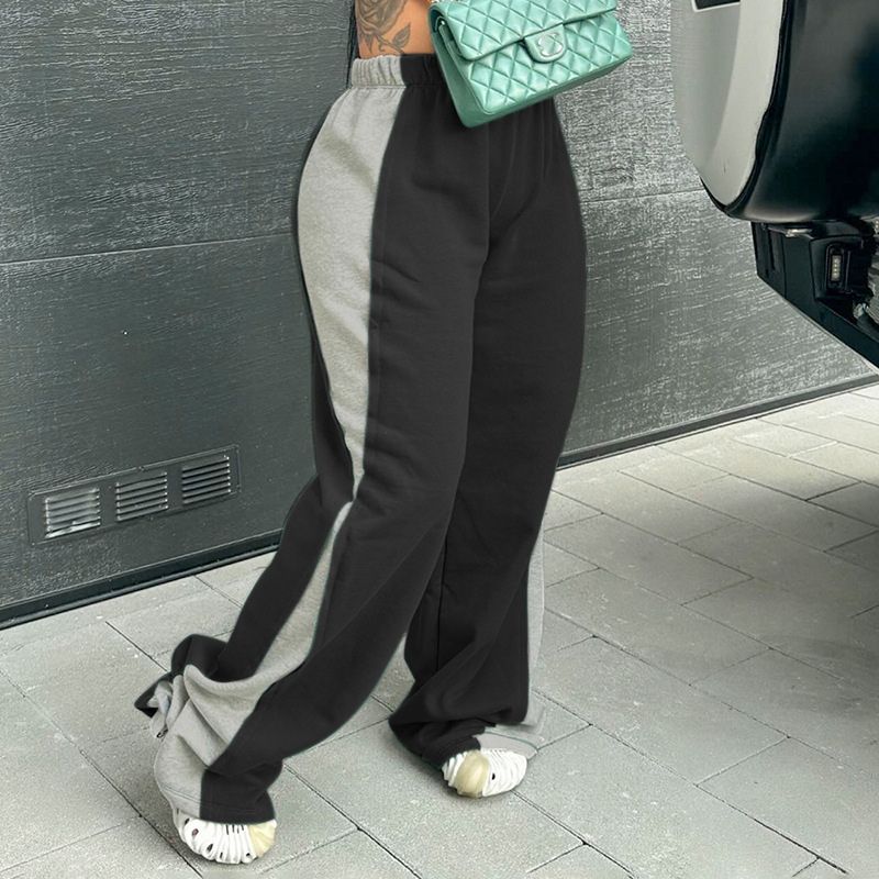 Contrast Color Design Loose Casual pants Red / L