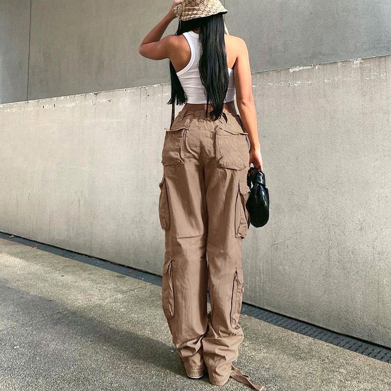 Vintage Wide Leg Cargo Pants Brown / S