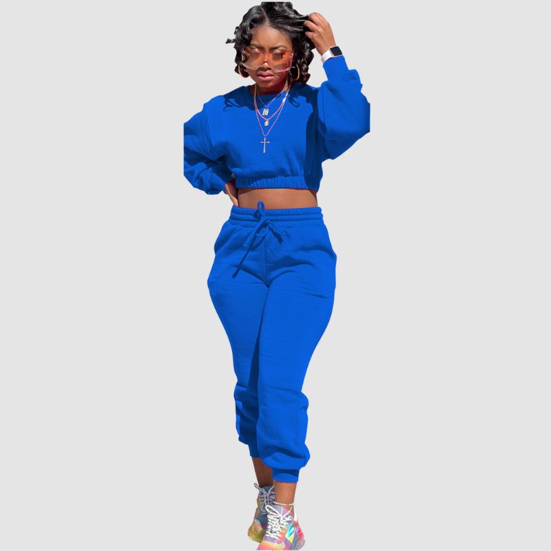 Crew Neck Sweatshirt & Drawstring Pant Set Orange / S